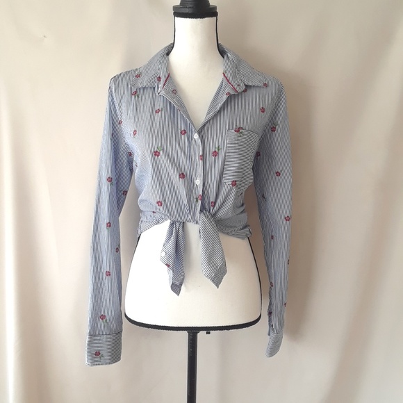 IZOD Retro Stripe and Flower Button Down Shirt - Picture 1 of 9
